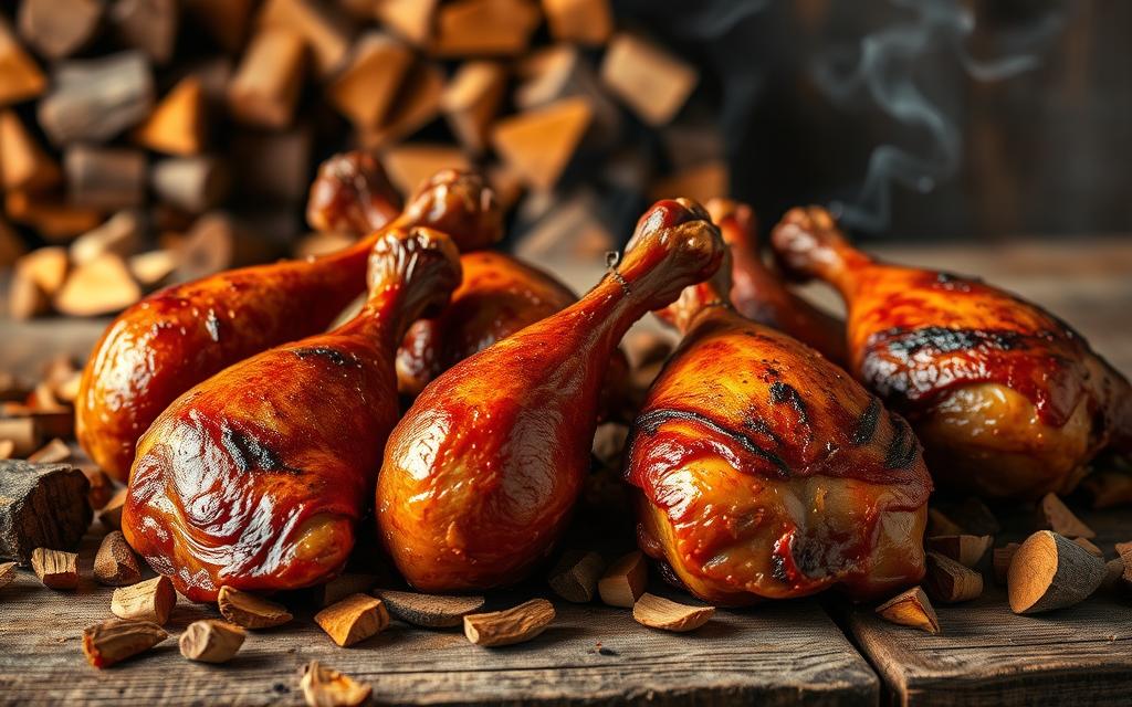 Smoked chicken legs and thighs